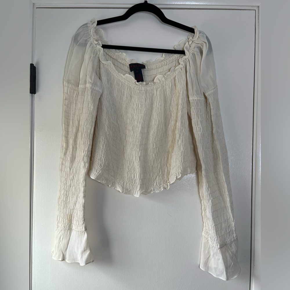 Ralph Lauren Cream Off-Shoulder Top